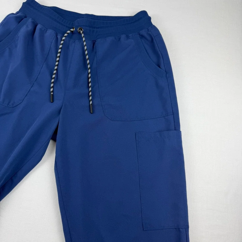 Beyond Scrubs Cloud Nine 6-Pocket Knit Waistband Cargo Jogger Scrub Pants Navy M